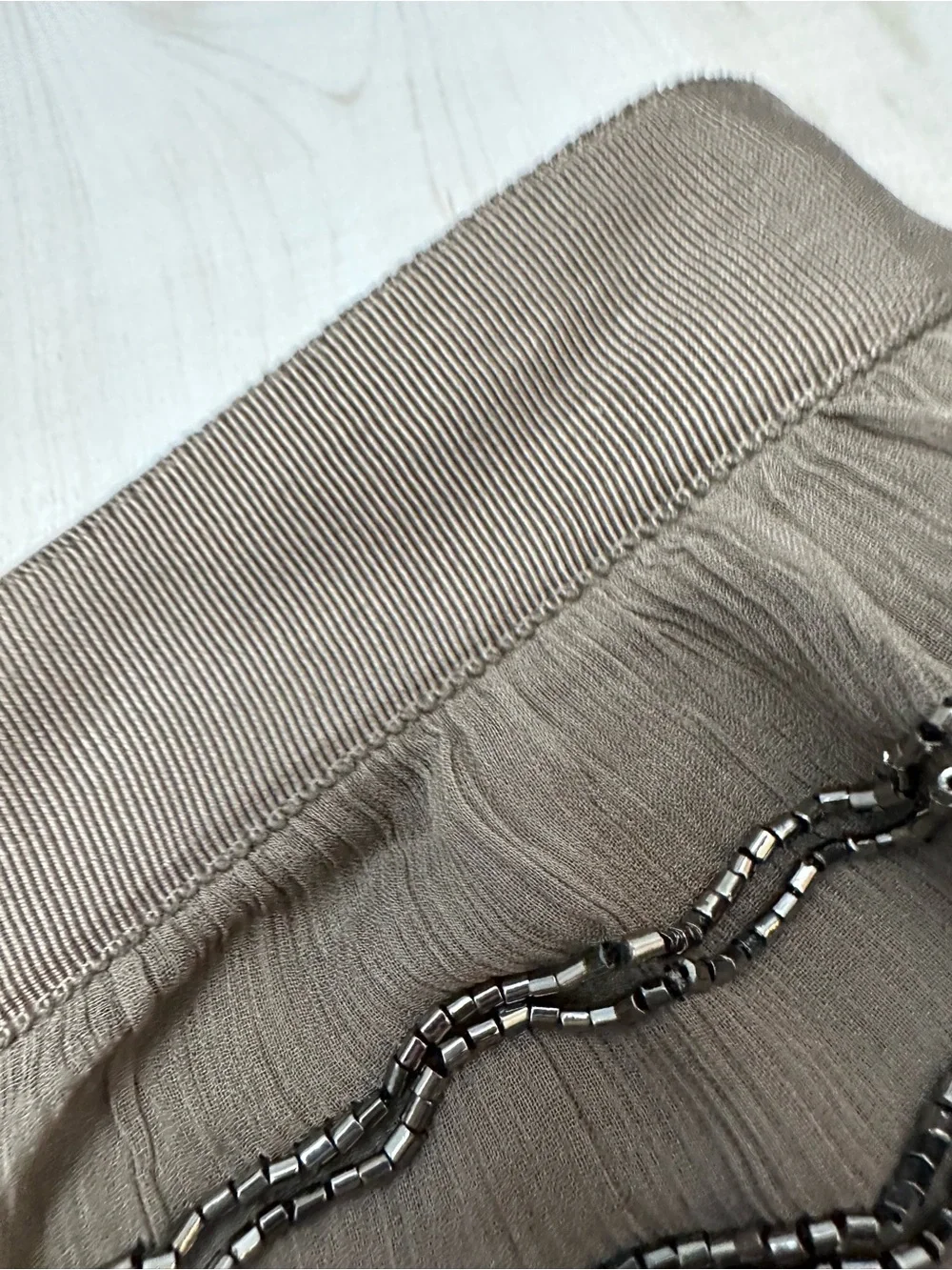 Club Monaco Taupe Beaded Silk Circle Skirt